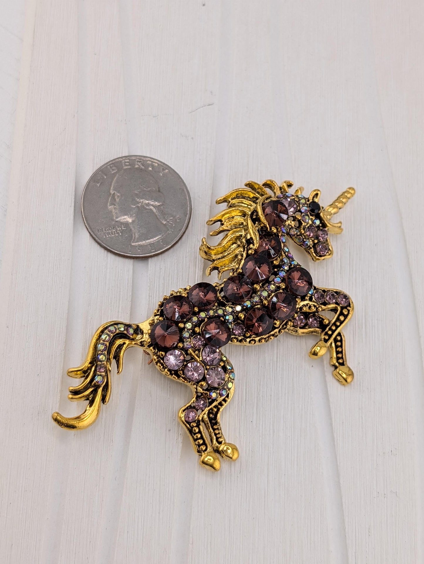 Golden Brandy Pink Rhinestone Unicorn