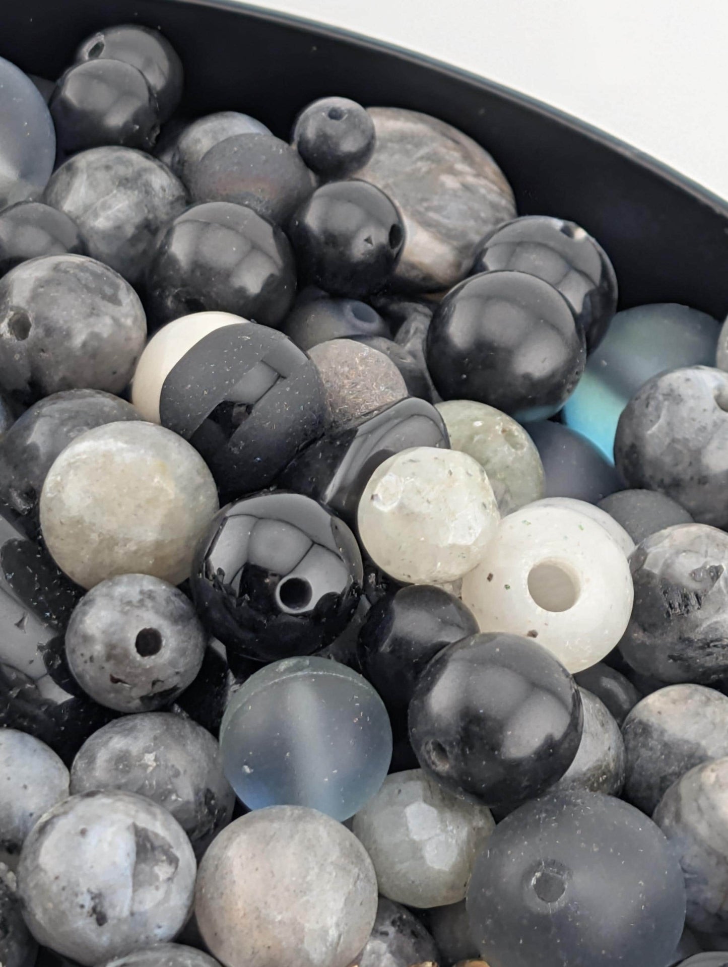 Labradorite, Tourmaline, Larvikite & Agate Bead Soup Mix: Natural Gemstone Jewelry Supply (56g)