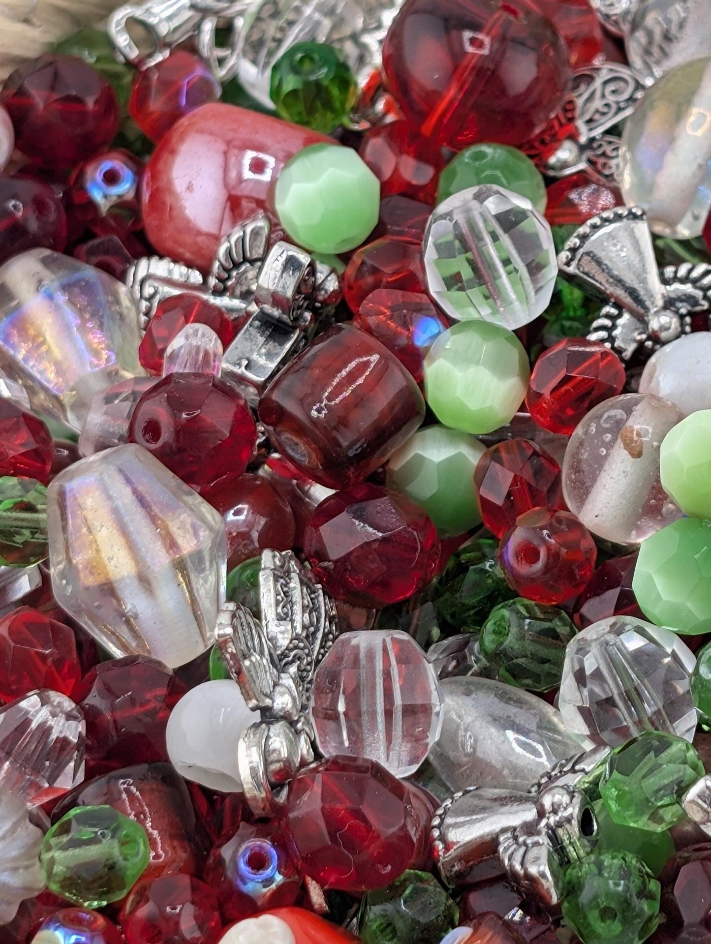 Exclusive "Twilight Garden" Bead Mix - Amethyst & Emerald Jewel Tone Glass Mix 56g