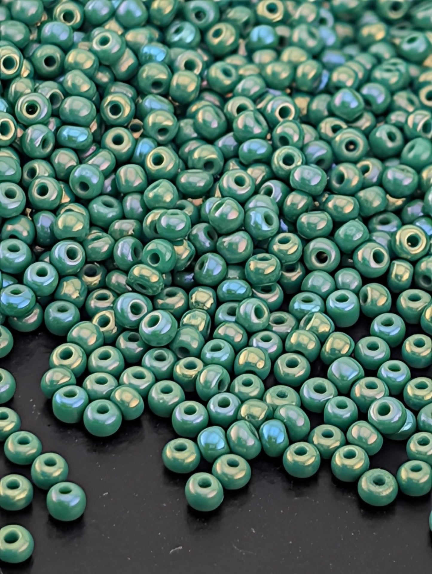 Opaque Medium Green Rainbow | Preciosa Ornela Seed Beads | Size 11/0 | 15g Pkg ~630 pcs