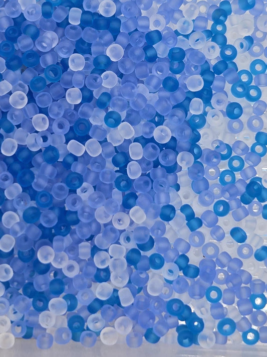 Frosted Matte Blue White Mix | Preciosa Ornela Seed Beads | Size 11/0 | 15g Pkg ~630 pcs