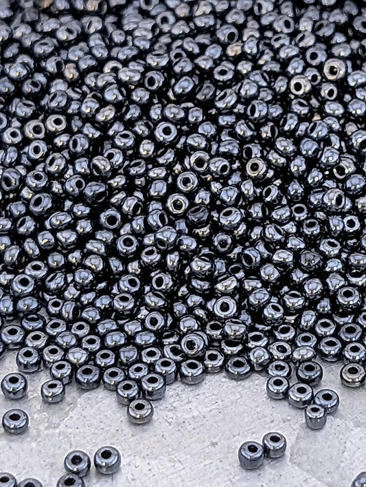 Opaque Black Luster | Preciosa Ornela Seed Beads | Size 11/0 | 15g Pkg ~630 pcs