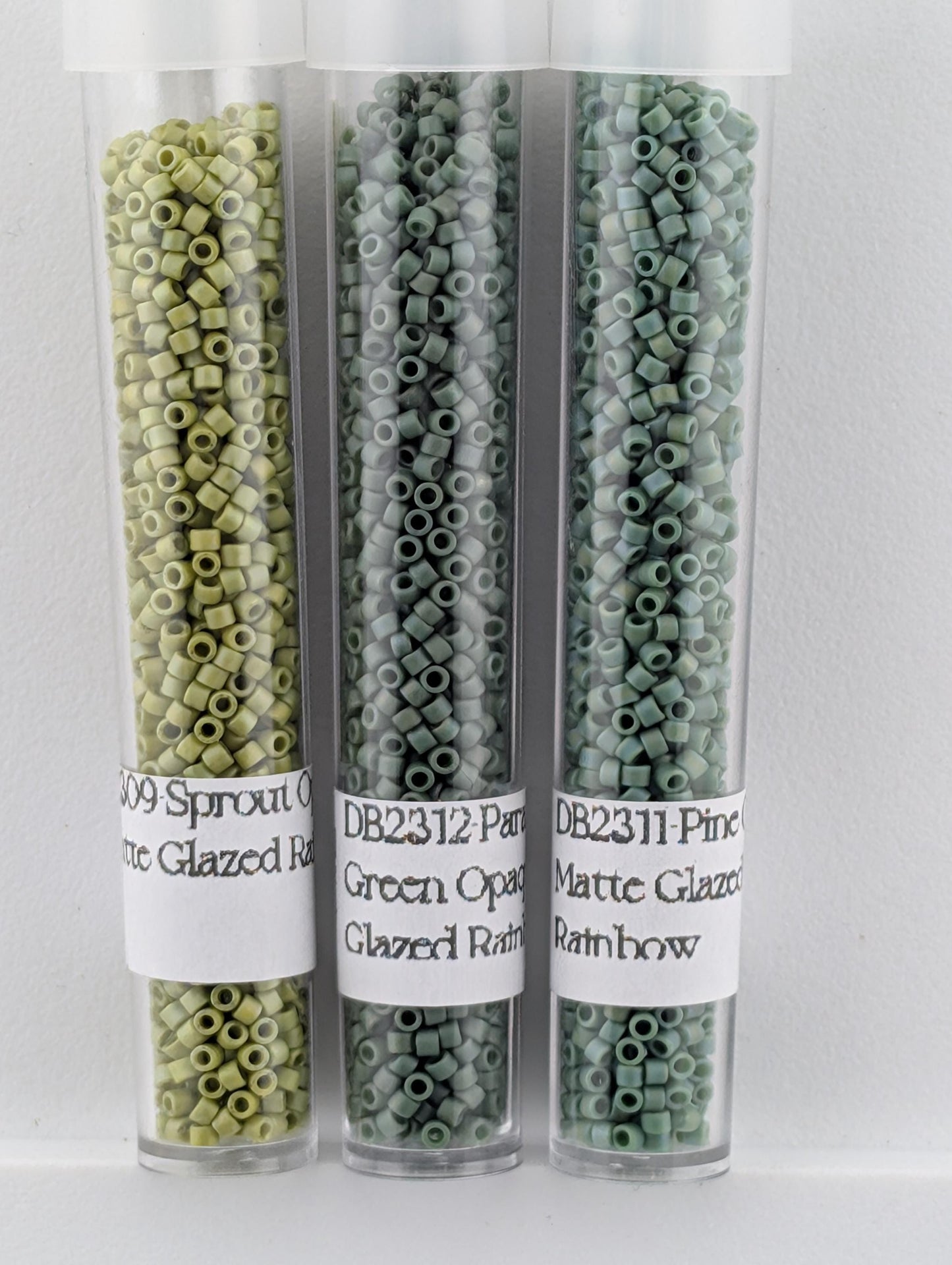 Emerald Gradient 3-Color Miyuki Delica Palette (6g Tubes) | Matte Opaque Glazed Rainbow