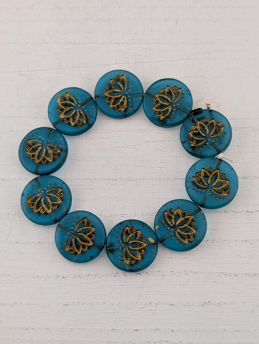 18mm Czech Glass Lotus Flower Beads: Boho Jewelry Making Supply (10 pcs)