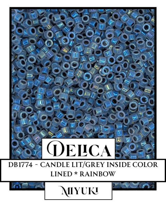 DB1774-Miyuki Delica 11/0:Candle Lit/Grey ICL*/R (7 gram pkg ~1400 Pcs)