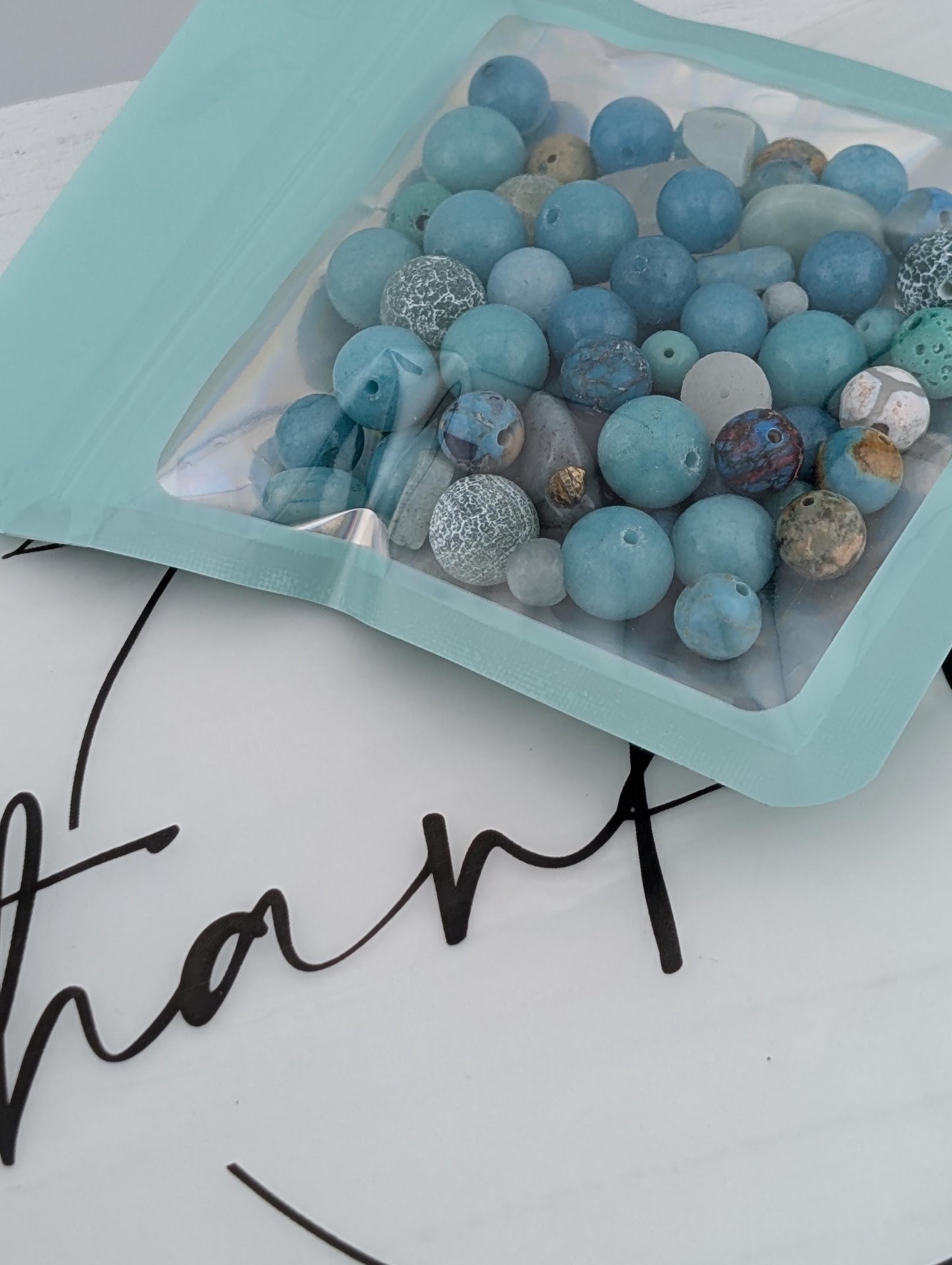 Ocean and imperial Jasper Gemstone Bead Soup Mix: 2oz Natural Stone Jewelry Making