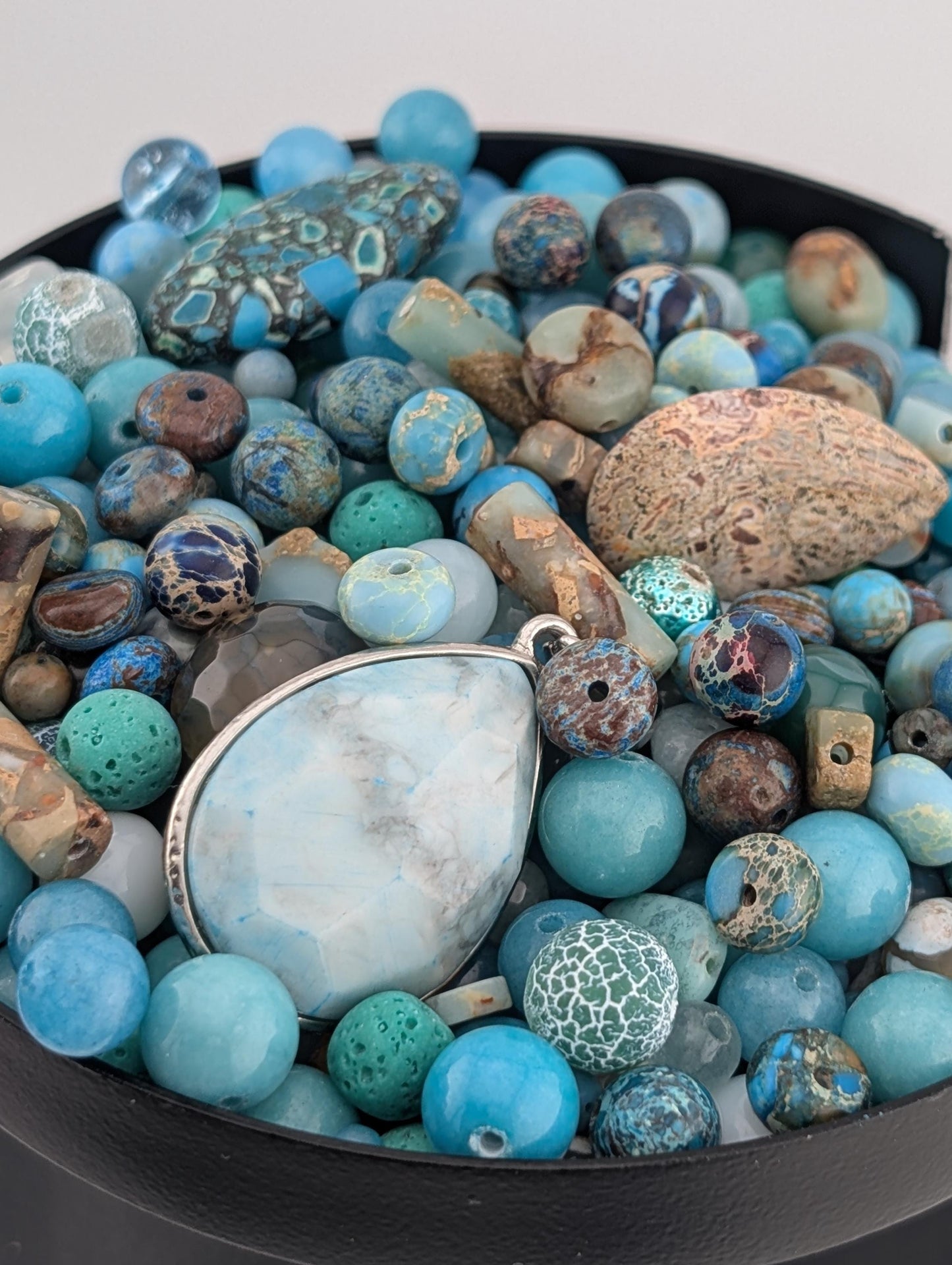 Ocean and imperial Jasper Gemstone Bead Soup Mix: 2oz Natural Stone Jewelry Making