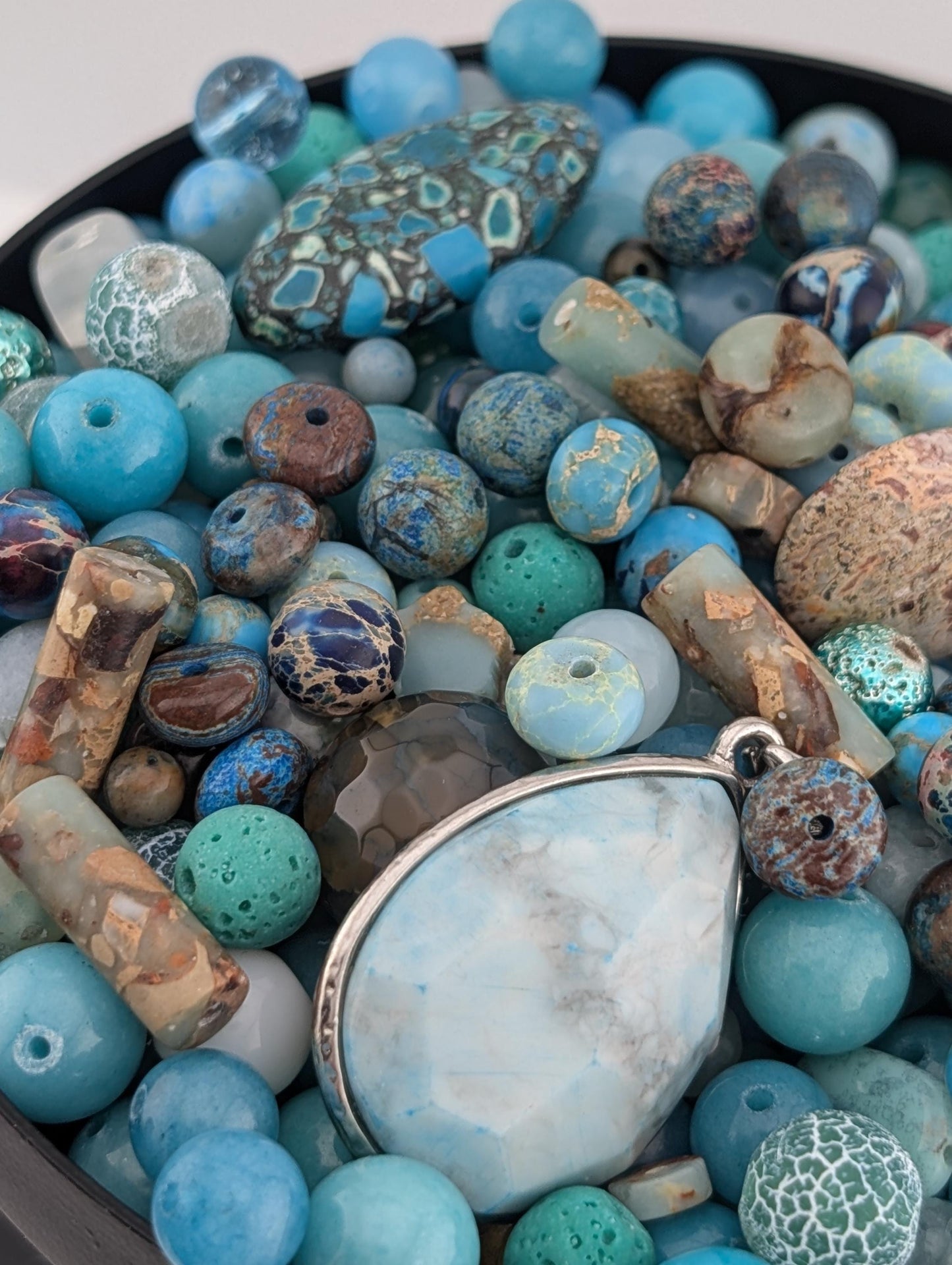 Ocean and imperial Jasper Gemstone Bead Soup Mix: 2oz Natural Stone Jewelry Making