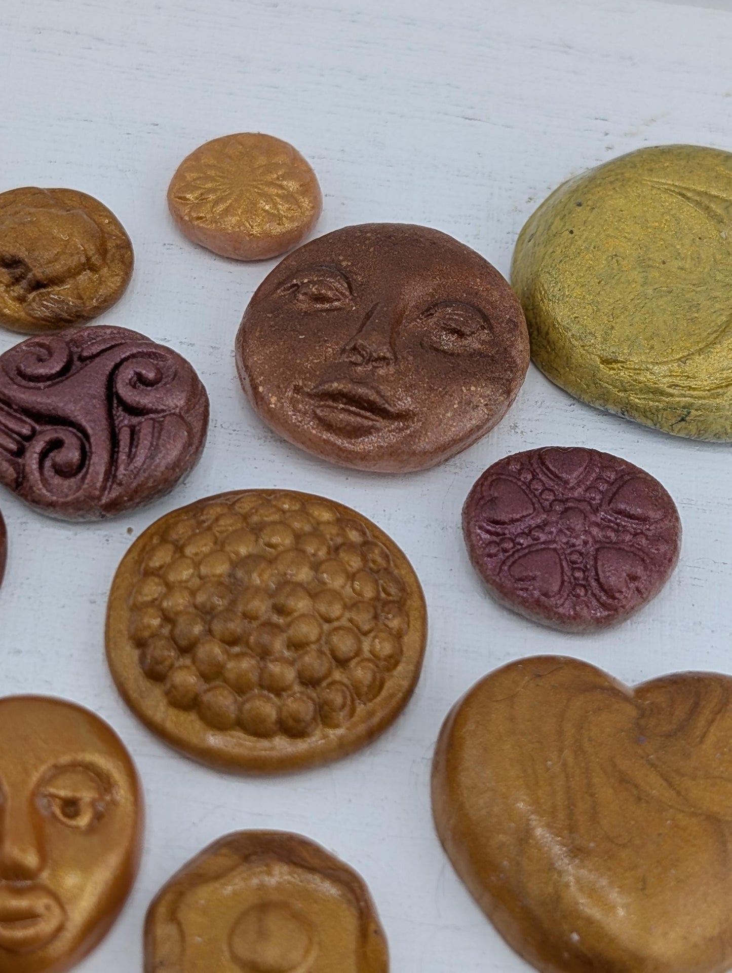 Handmade Polymer Clay Faces: Colorful Earthy Toned Art Doll Supplies 40 pcs