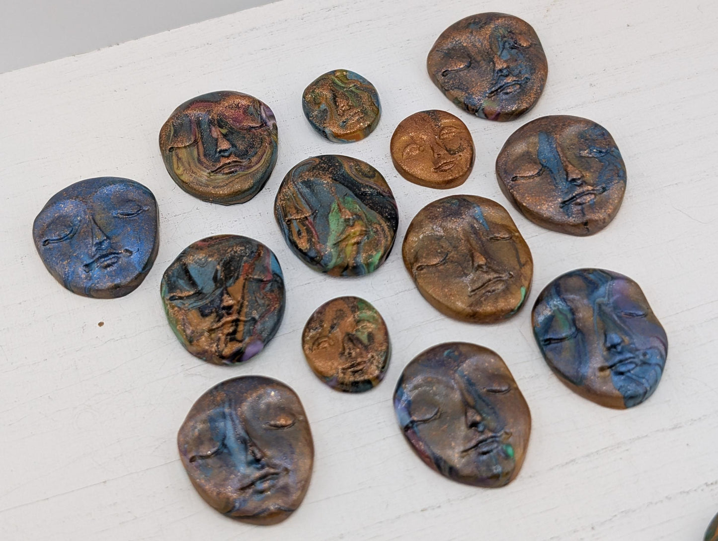 Handmade Polymer Clay Faces: Multicolor Art Doll Supplies 12 pcs
