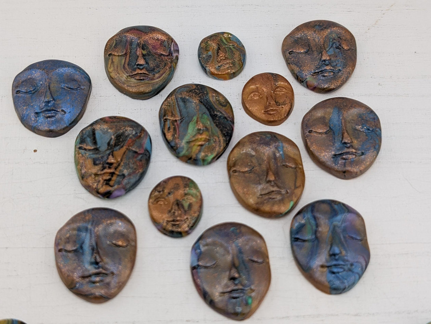 Handmade Polymer Clay Faces: Multicolor Art Doll Supplies 12 pcs