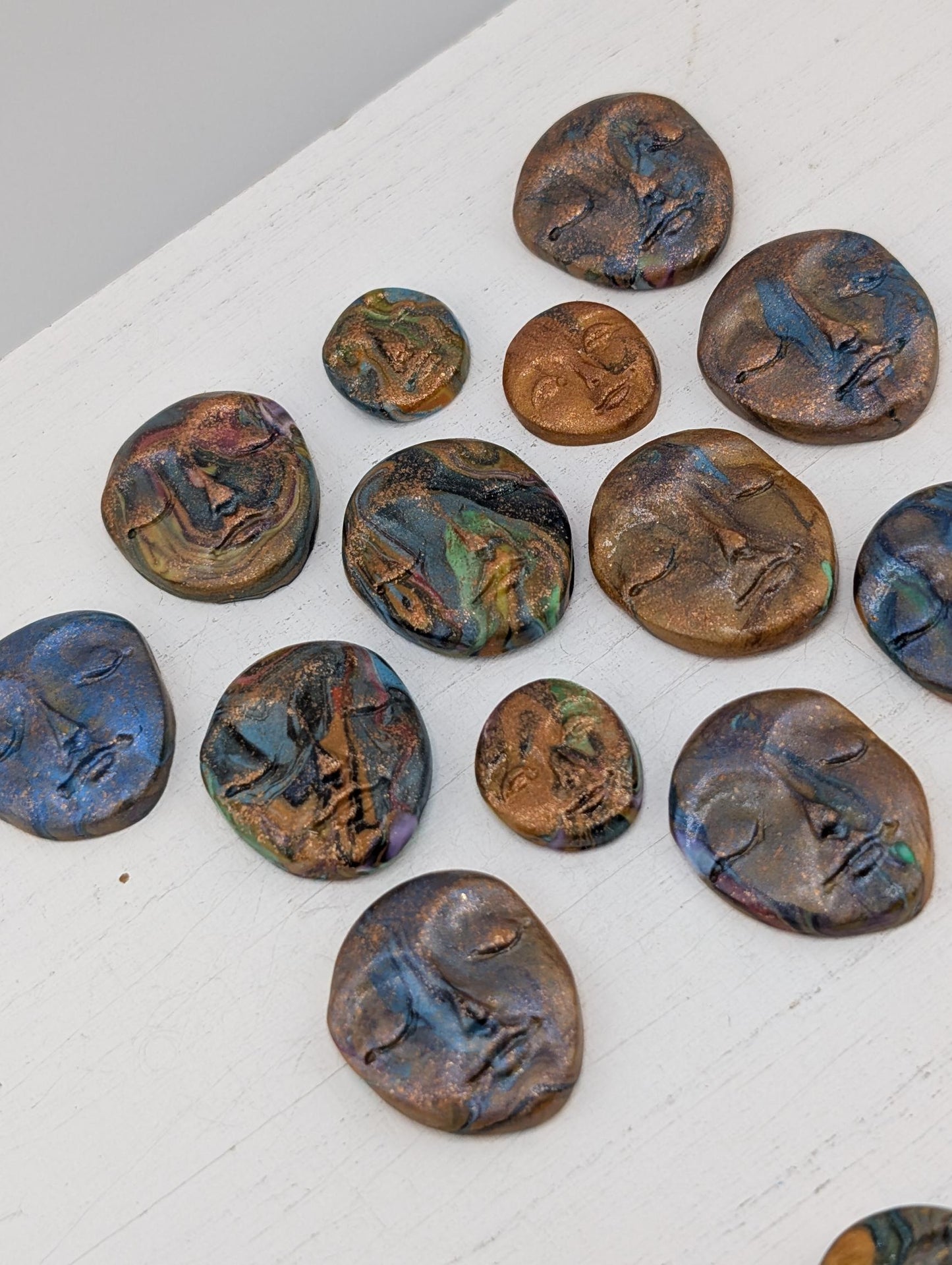 Handmade Polymer Clay Faces: Multicolor Art Doll Supplies 12 pcs