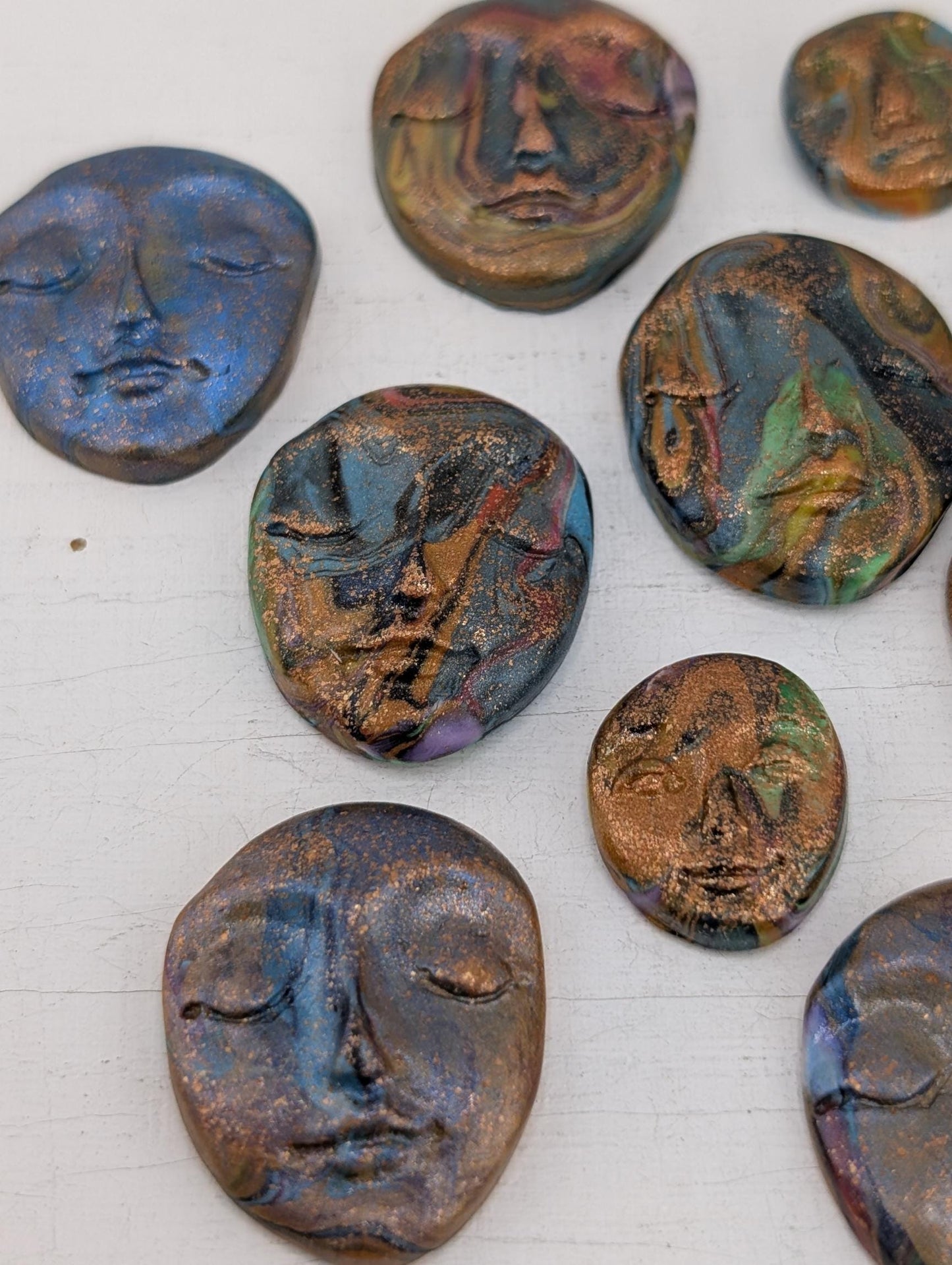 Handmade Polymer Clay Faces: Multicolor Art Doll Supplies 12 pcs