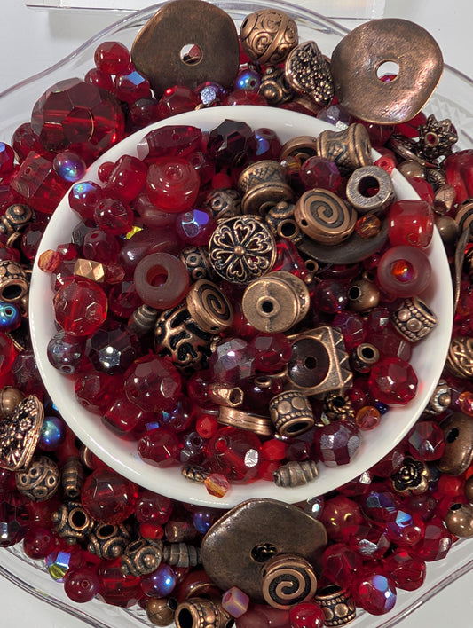 Learise Exclusive "Crimson Heart Copper Soul" Glass Bead Soup Mix (30g Pkg)