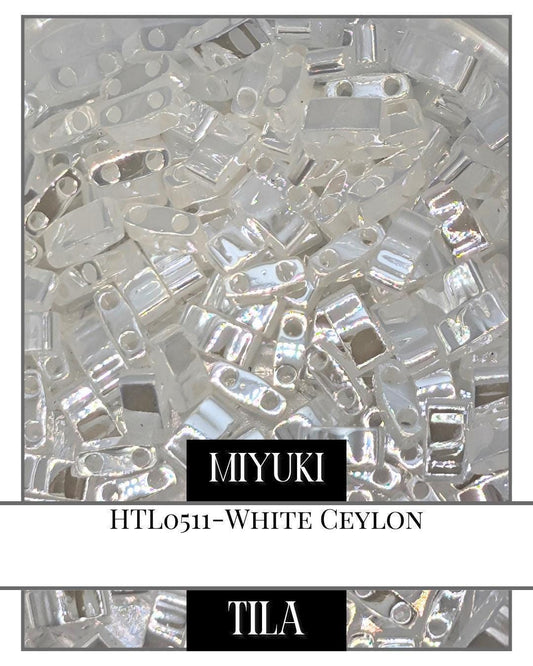 HTL0512-Miyuki Tila Beads:Eggshell C (7.5g pkg)