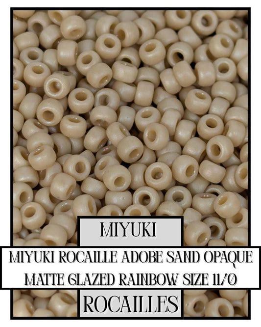 Miyuki Rocaille Beads: Adobe Sand Opaque Matte Glazed Rainbow, Size 11/0