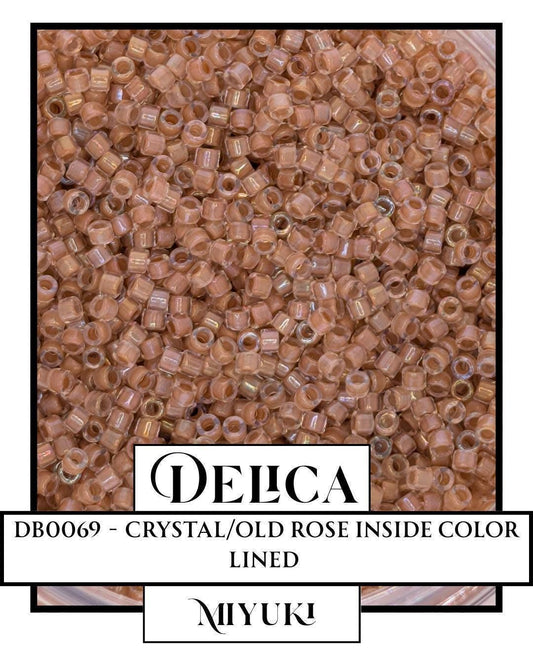 DB0069-Miyuki Delica 11/0:Crystal/Old Rose ICL (7 gram pkg ~1400 Pcs)