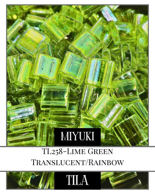 TL0258-Miyuki Tila Beads:Lime Green T/R (7.5g pkg)