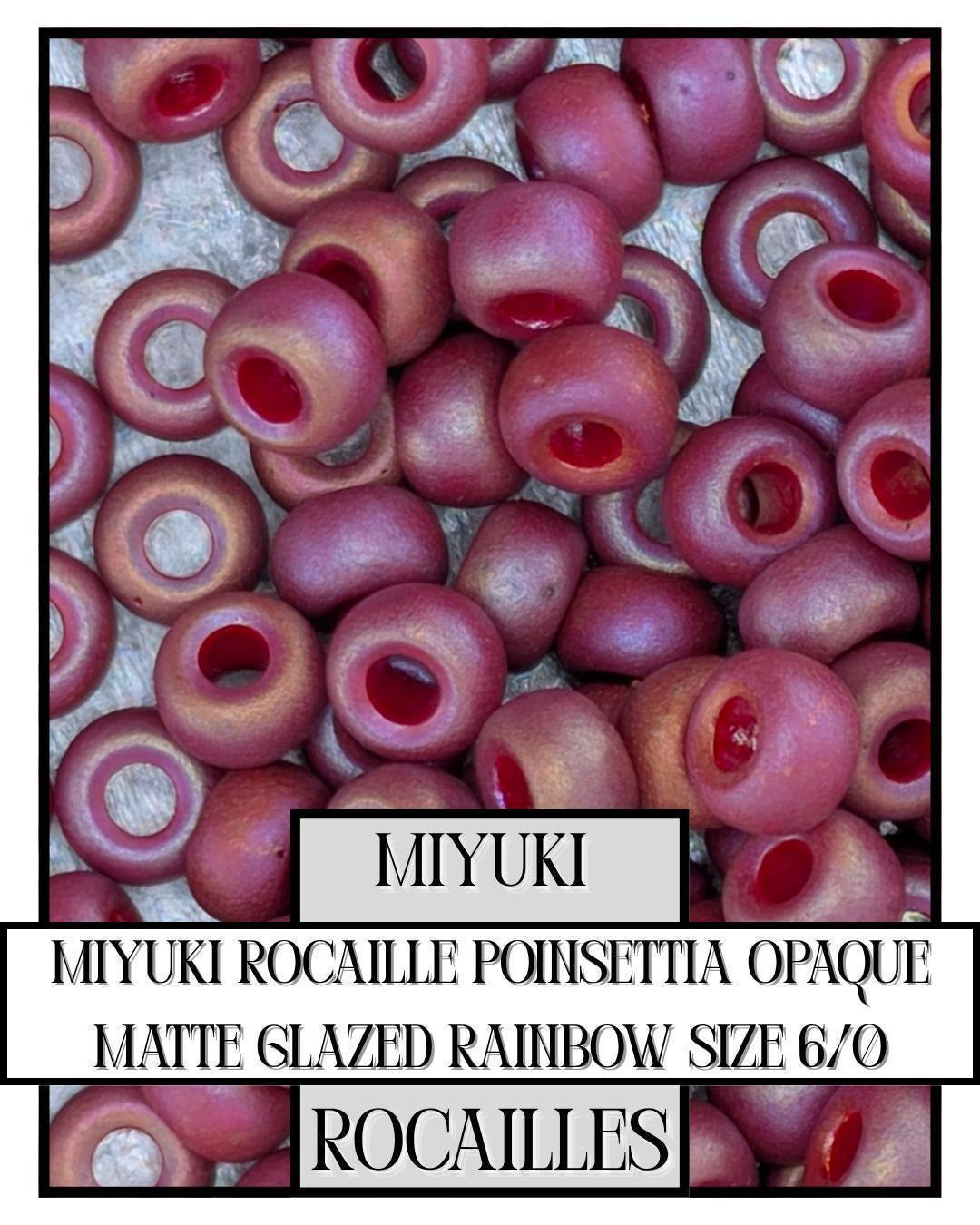 Miyuki Rocaille Beads: Poinsettia Opaque Matte Rainbow Glaze, Size 6/0