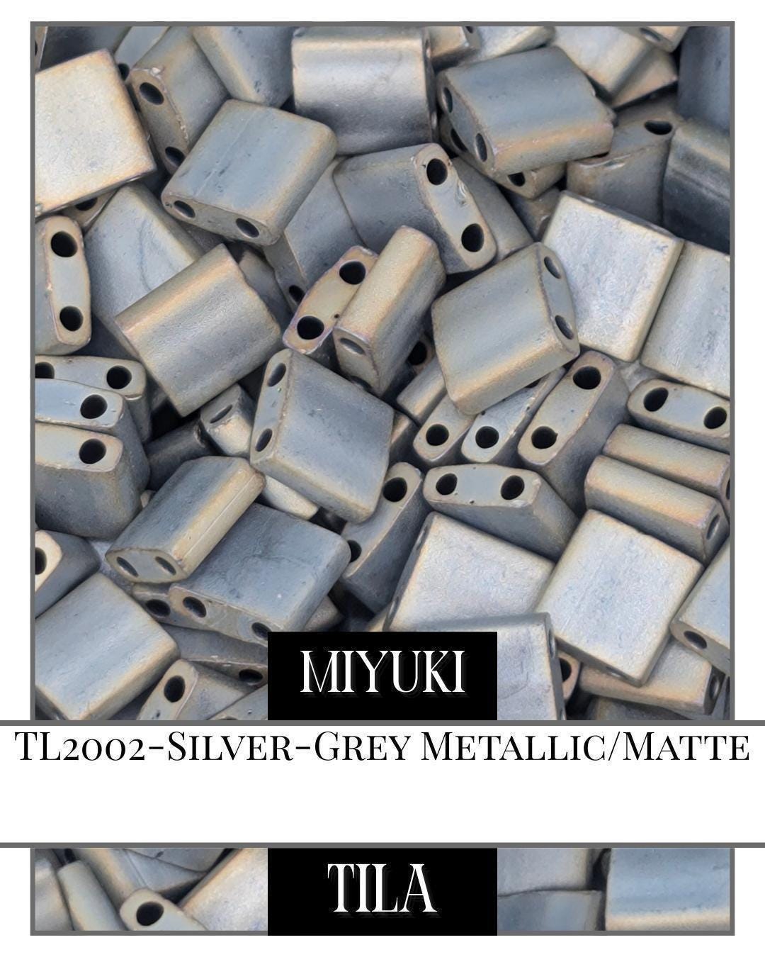 TL2002-Miyuki Tila Beads:Silver-Grey M/MA (7.5g pkg)