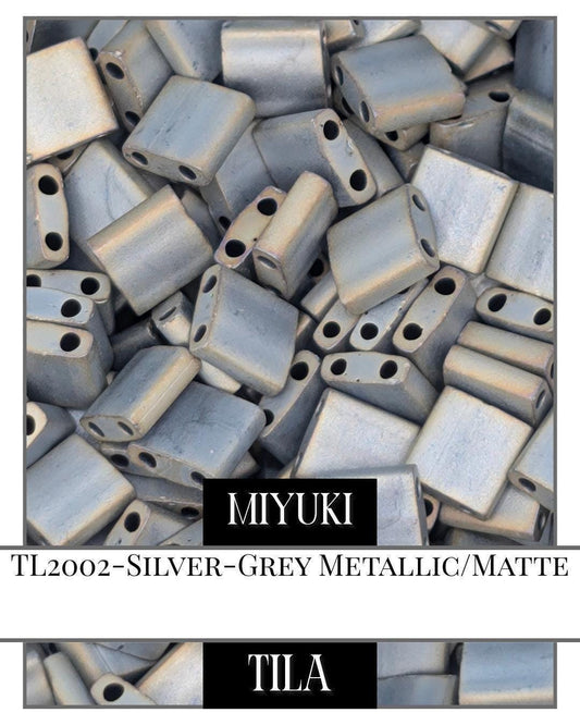 TL2002-Miyuki Tila Beads:Silver-Grey M/MA (7.5g pkg)