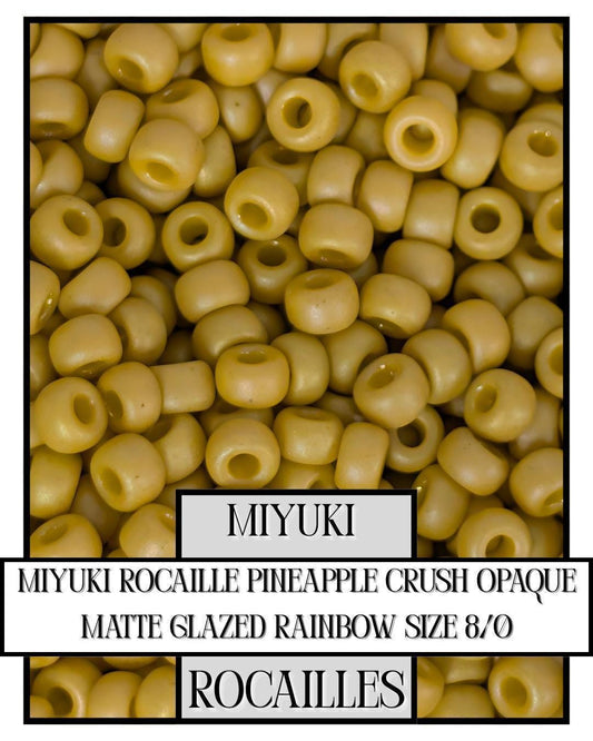Miyuki Rocaille Beads: Pineapple Crush Opaque Matte Glazed Rainbow, Size 8/0