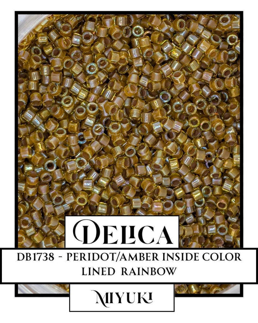 DB1738-Miyuki Delica 11/0:Peridot/Amber ICL/R (7 gram pkg ~1400 Pcs)