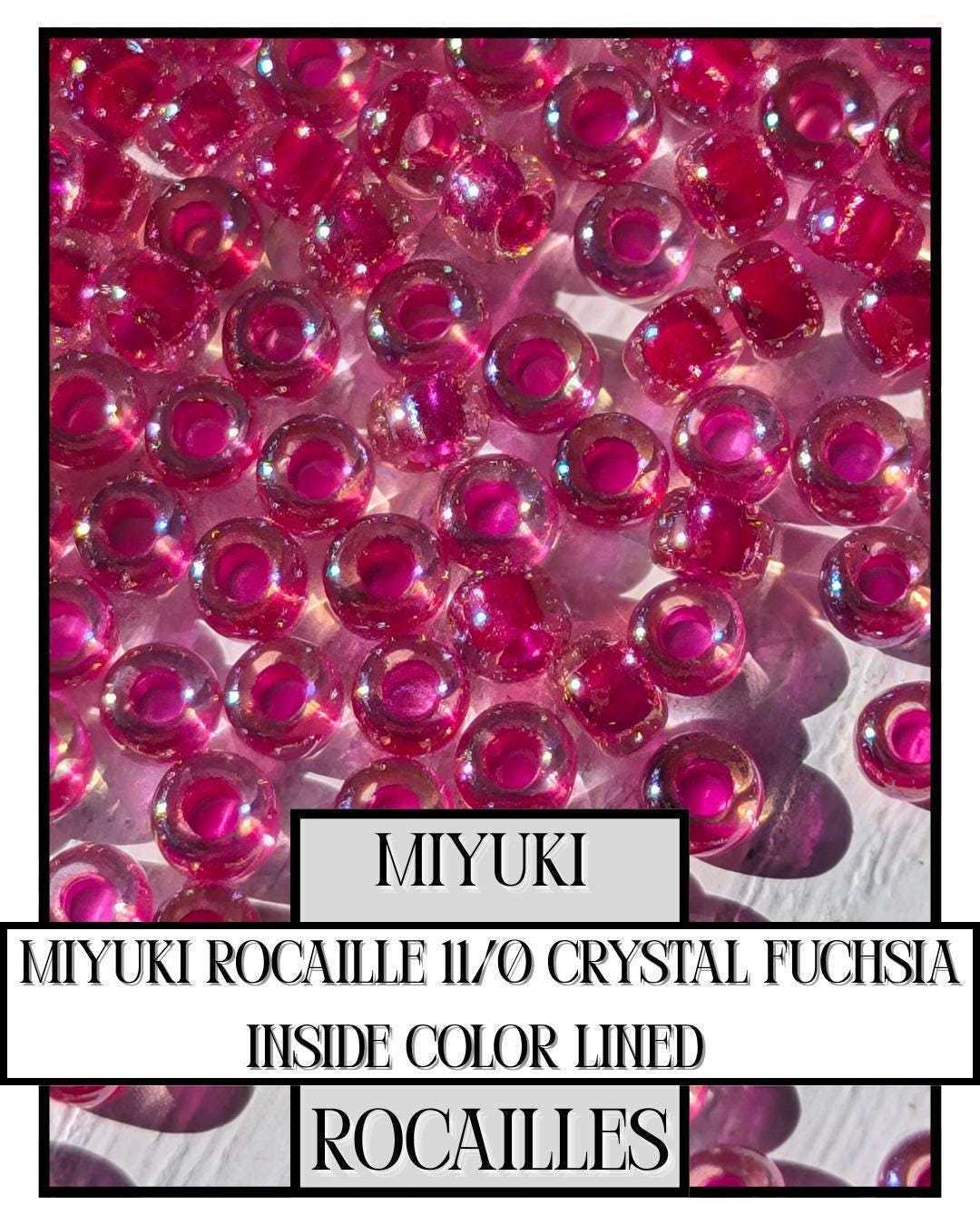 11-0209 Miyuki Rocailles 11/0 | Crystal/Fuchsia Inside Color Lined 20g