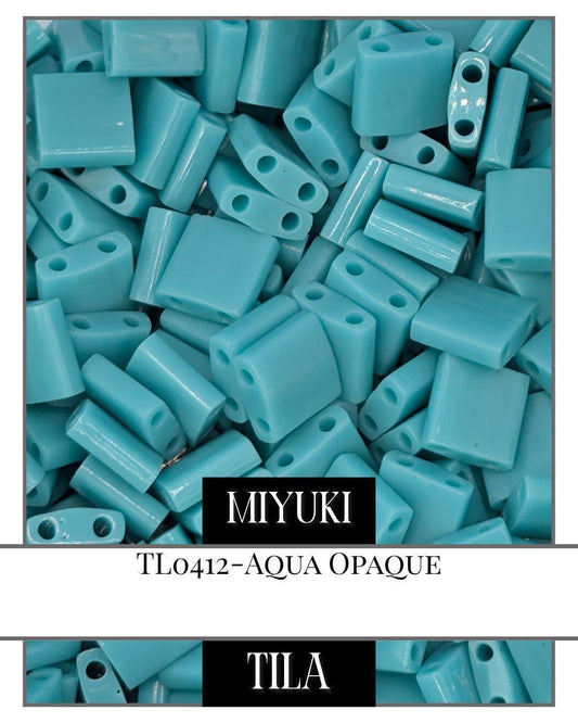 TL0412-Miyuki Tila Beads:Aqua O (7.5g pkg)