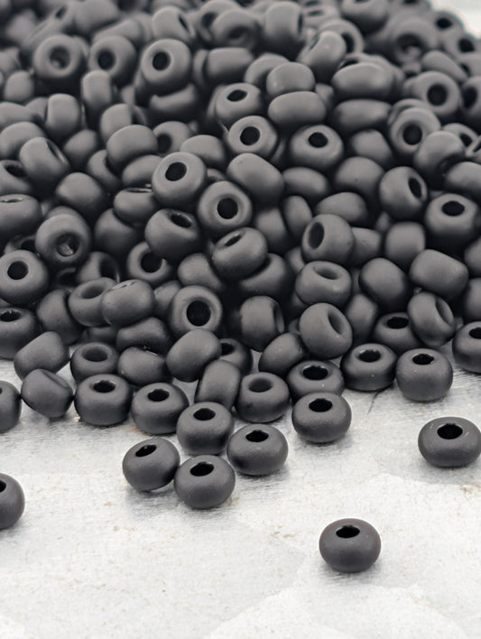 Opaque Semi-Matte Black | Preciosa Ornela Seed Beads | Size 8/0 | 15g Pkg ~630 pcs