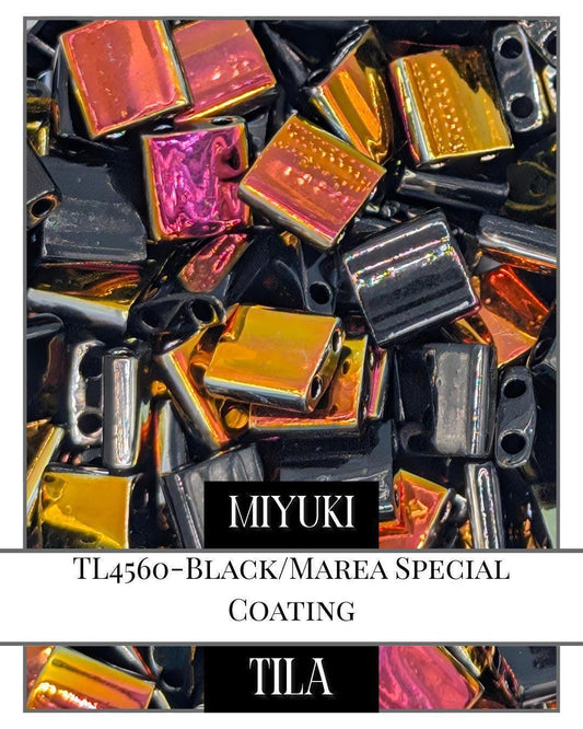 TL4560-Miyuki Tila Beads:Black/Marea SC (7.5g pkg)