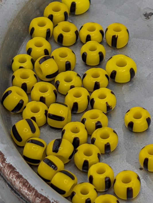 5/0 Yellow with Brown Stripes Preciosa Glass Seed Beads 15g pkg