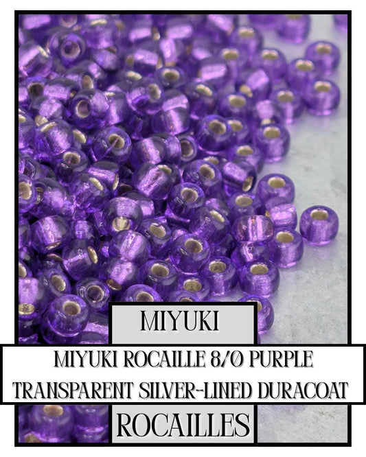 8-1344 Miyuki Rocaille 8/0 | Purple Translucent Silver-Lined (D) 20g