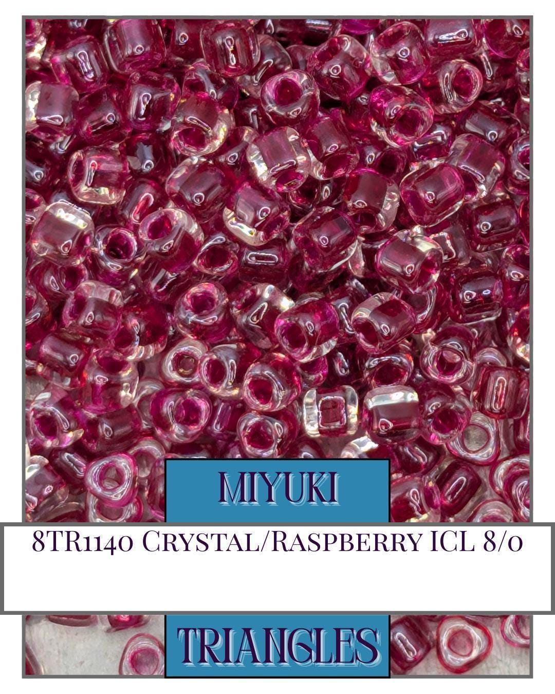 8TR1140-Miyuki Triangle Beads:Crystal/Raspberry ICL (10g pkg)
