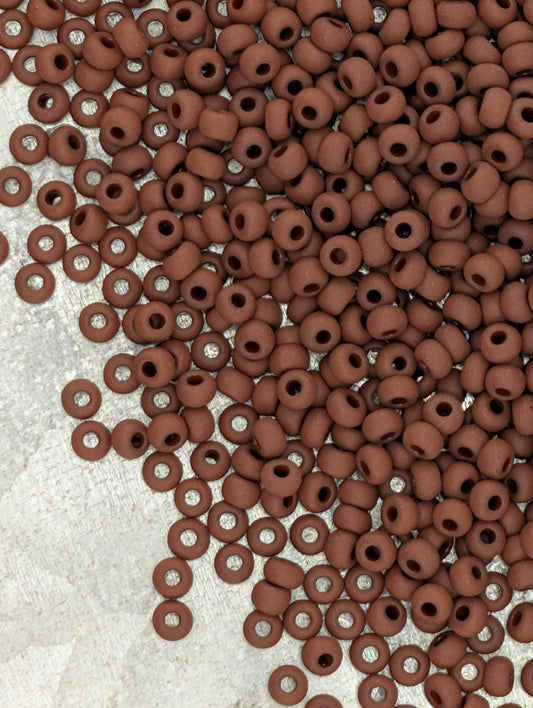 Opaque Matte Brown (13600) | Preciosa Ornela Seed Beads | Size 8/0 | 15g Pkg ~630 pcs