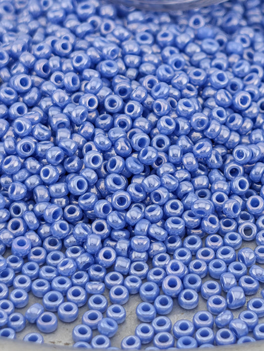 Opaque Medium Blue Luster | Preciosa Ornela Seed Beads | Size 8/0 | 15g Pkg ~630 pcs