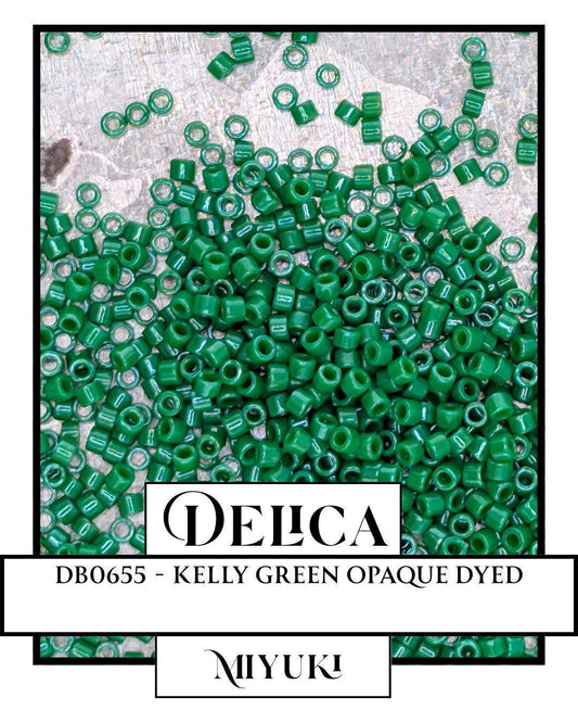 DB0655-Miyuki Delica 11/0:Kelly Green O (D) (7 gram pkg ~1400 Pcs)