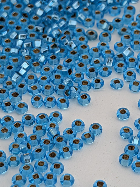 Transparent Sea Blue Silver-Lined  | Preciosa Ornela Seed Beads | Size 10/0 | 15g Pkg  ~1425 pcs