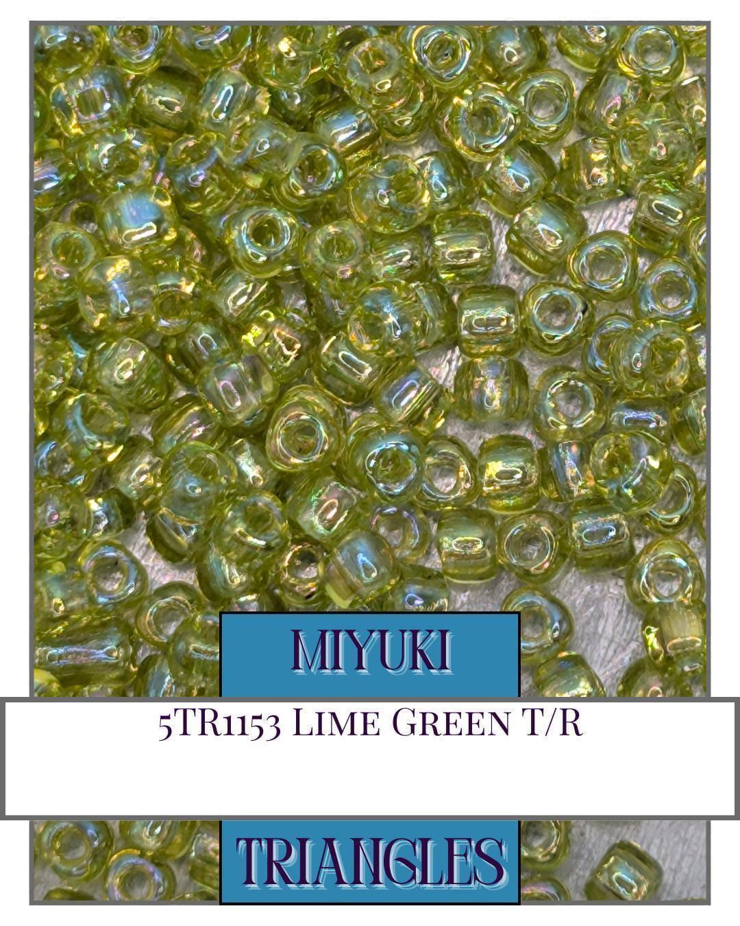 Lime Green Rainbow Miyuki Triangle Seed Beads: Jewelry Making Supplies (10g ~111 Beads)