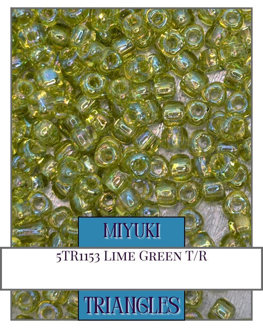 Lime Green Rainbow Miyuki Triangle Seed Beads: Jewelry Making Supplies (10g ~111 Beads)