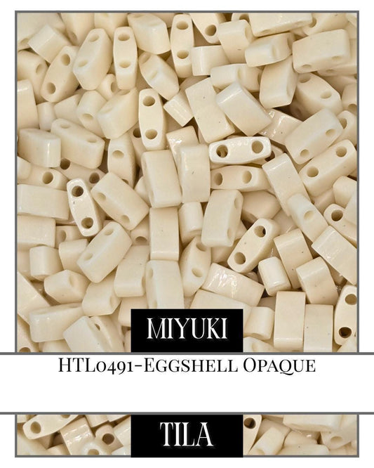 HTL0491-Miyuki Tila Beads:Eggshell0 (7.5g pkg)