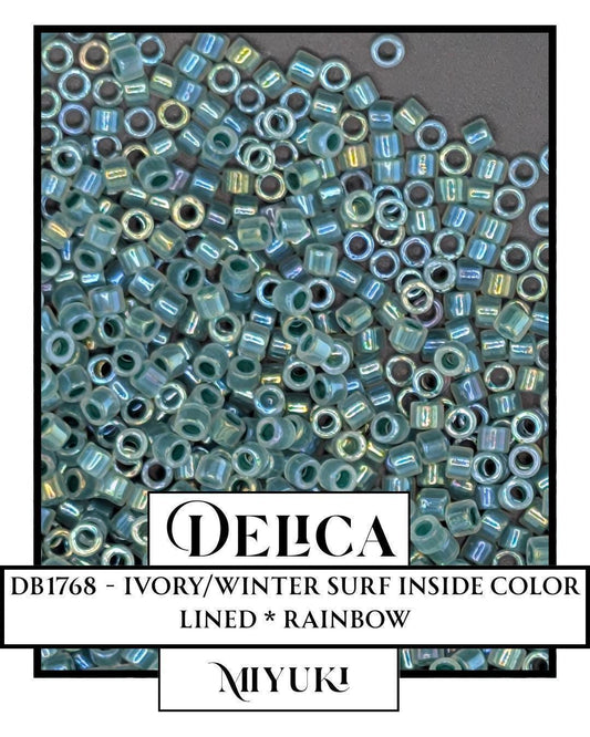 DB1768-Miyuki Delica 11/0:Ivory/Winter Surf ICL*/R (7 gram pkg ~1400 Pcs)