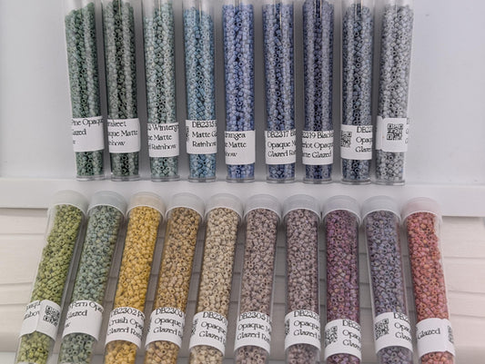 Matte Glazed Delica Seed Bead Kit 19 Colors,  Glass Tube Beads11/0 7g of ea. color (~1400 beads 7g)