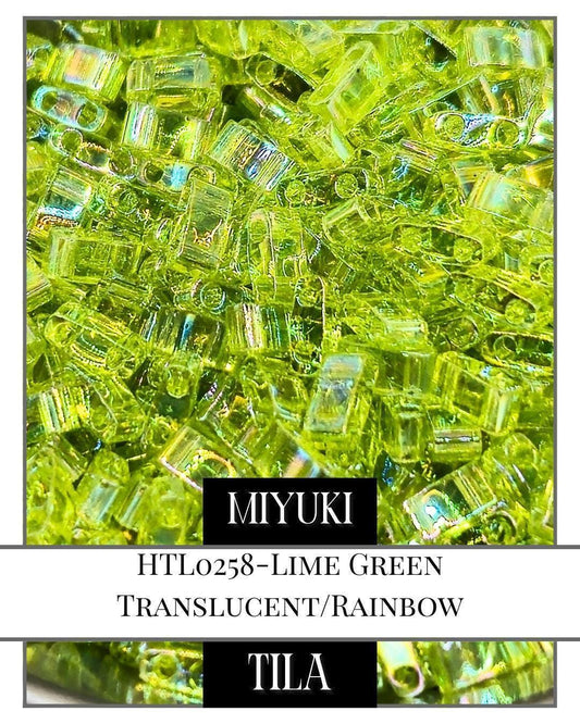 HTL0258-Miyuki Tila Beads:Lime Green T/R (7.5g pkg)