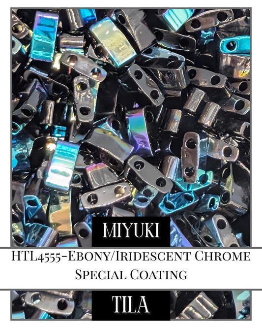 HTL4555-Miyuki Tila Beads:Ebony/Iridescent Chrome SC (7.5g pkg)