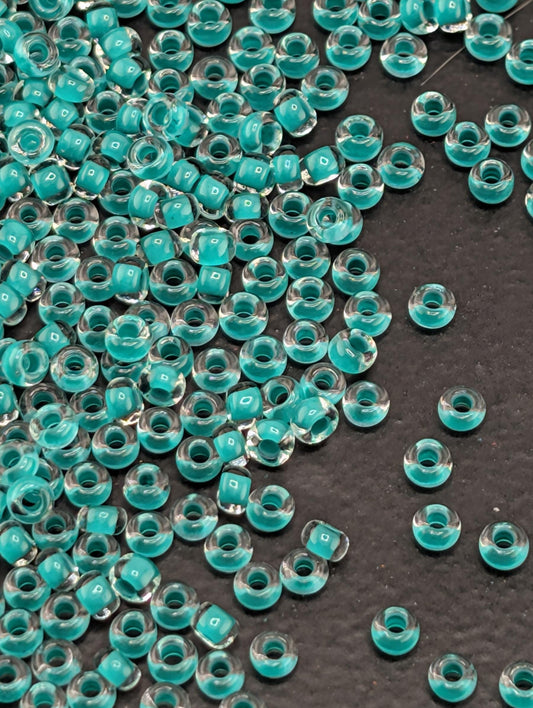 Transparent Sea Green Lined Seed Beads 11/0 Size   Bag for Jewelry Making & Crafting 15g pkg