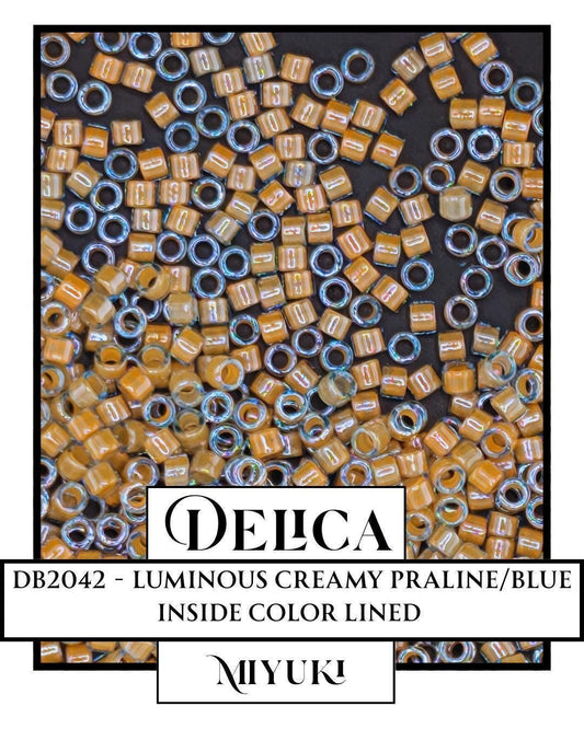 DB2042-Miyuki Delica 11/0:Luminous Creamy Praline/Blue ICL (7 gram pkg ~1400 Pcs)