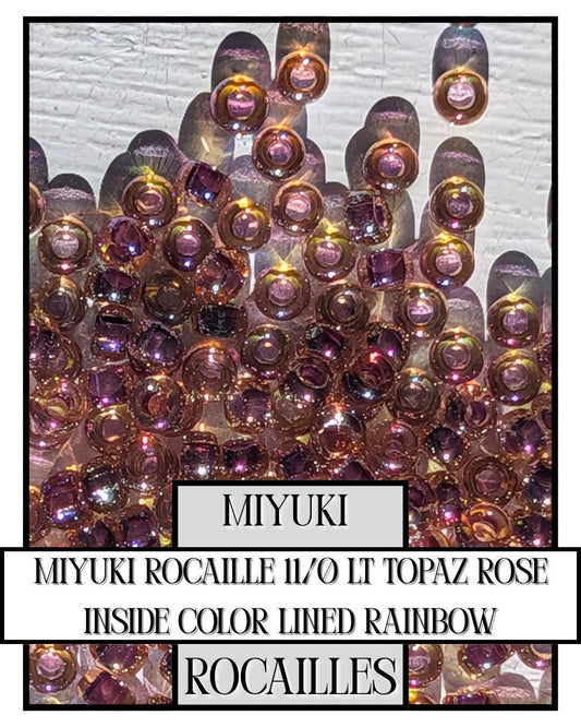 11-0342 Miyuki Rocailles 11/0 | Lt Topaz/Rose Inside Color Lined/R 20g