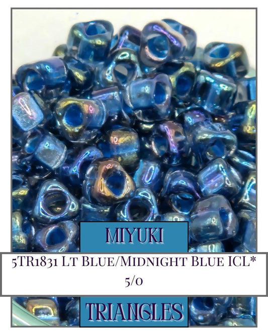 5TR1831-Miyuki Triangle Beads:Lt Blue/Midnight Blue ICL* (10g pkg)