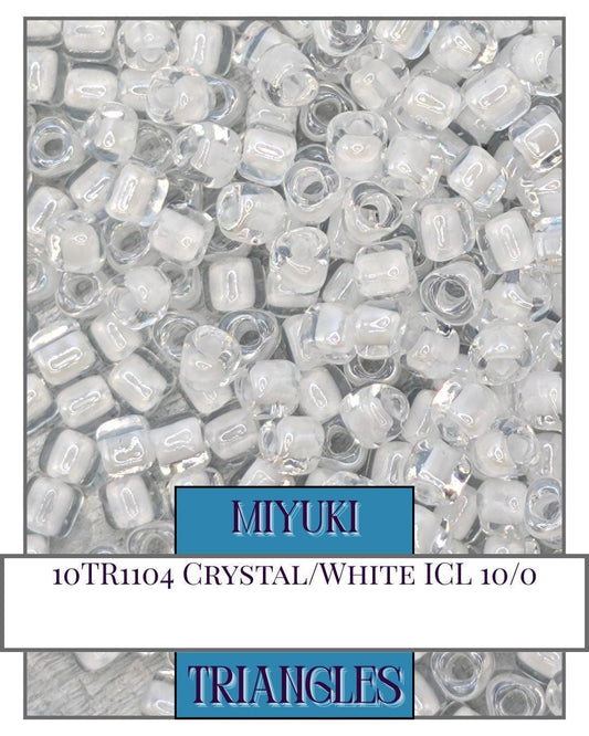 10TR1104-Miyuki Triangle Beads:Crystal/White ICL (10g pkg)